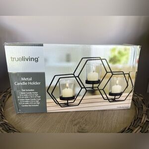 Trueliving Metal Candle Holder with Votive Glass Cups